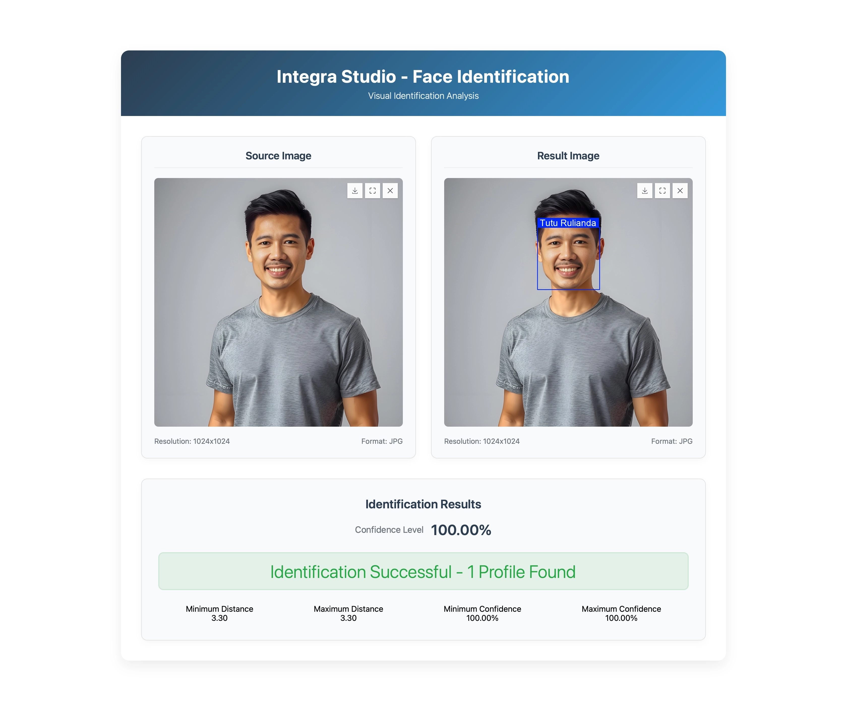 Integra Studio - Face Identification Dashboard